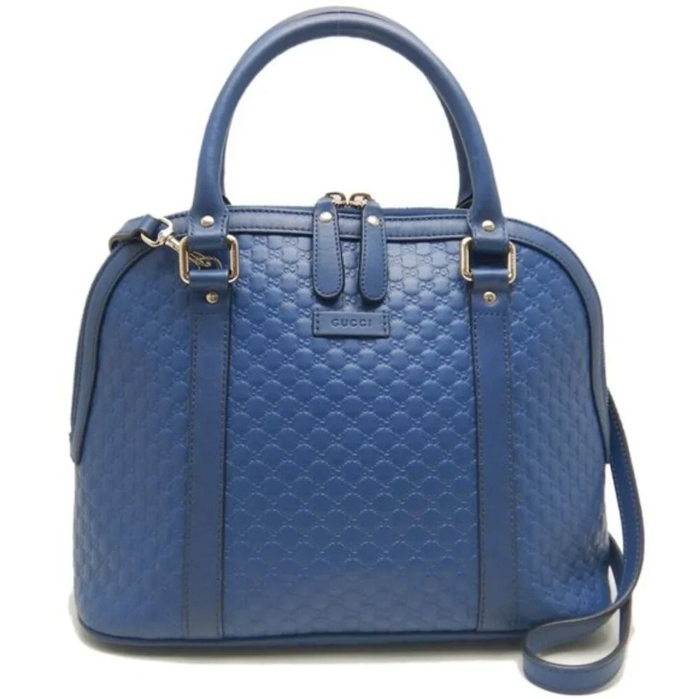 GUCCI 449663 Handbag Micro Guccissima Leather Blue - COA included - Picture 1 of 11